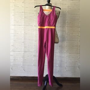 Women's Pink Jumpsuit with Yellow Accent